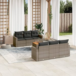 Maison exclusive - salon de jardin avec coussins 7 pcs gris résine tressée