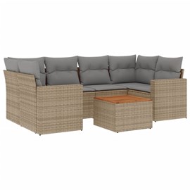 Maison exclusive - salon de jardin avec coussins 7 pcs beige résine tressée