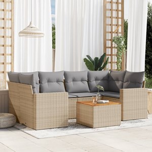 Maison exclusive - salon de jardin avec coussins 7 pcs beige résine tressée