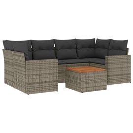 Maison exclusive - salon de jardin avec coussins 7 pcs gris résine tressée