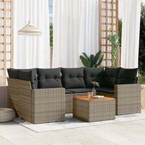 Maison exclusive - salon de jardin avec coussins 7 pcs gris résine tressée