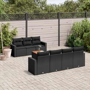 Maison exclusive - salon de jardin 8 pcs avec coussins noir résine tressée
