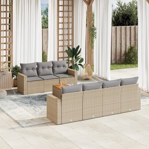 Maison exclusive - salon de jardin avec coussins 8 pcs beige résine tressée