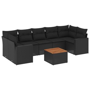 Maison exclusive - salon de jardin 8 pcs avec coussins noir résine tressée