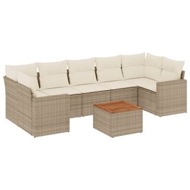 Maison exclusive - salon de jardin avec coussins 8 pcs beige résine tressée