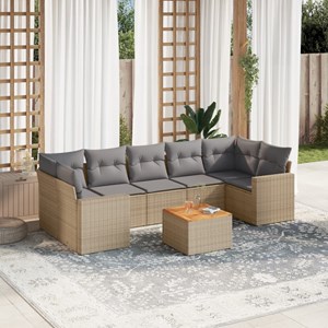 Maison exclusive - salon de jardin avec coussins 8 pcs beige résine tressée