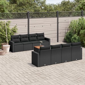 Maison exclusive - salon de jardin 9 pcs avec coussins noir résine tressée