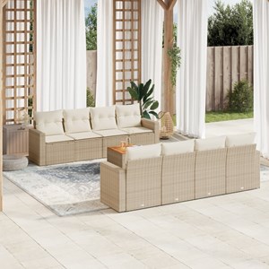 Maison exclusive - salon de jardin avec coussins 9 pcs beige résine tressée