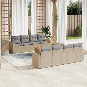 Maison exclusive - salon de jardin avec coussins 9 pcs beige résine tressée