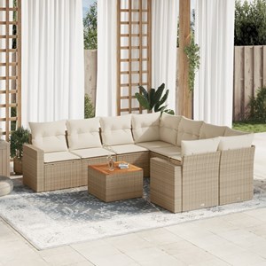 Maison exclusive - salon de jardin avec coussins 9 pcs beige résine tressée