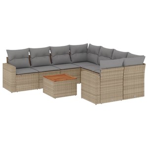 Maison exclusive - salon de jardin avec coussins 9 pcs beige résine tressée