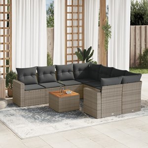 Maison exclusive - salon de jardin 9 pcs avec coussins gris résine tressée