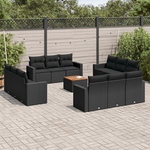 Maison exclusive - salon de jardin avec coussins 13 pcs noir résine tressée