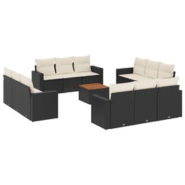 Maison exclusive - salon de jardin avec coussins 13 pcs noir résine tressée