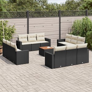 Maison exclusive - salon de jardin avec coussins 13 pcs noir résine tressée