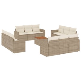 Maison exclusive - salon de jardin avec coussins 13 pcs beige résine tressée
