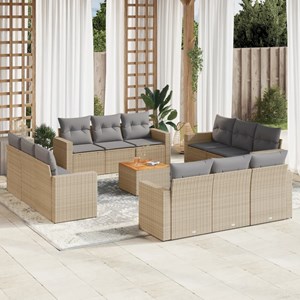 Maison exclusive - salon de jardin avec coussins 13 pcs beige résine tressée