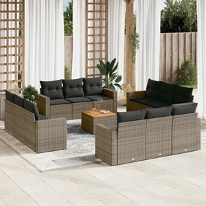 Maison exclusive - salon de jardin avec coussins 13 pcs gris résine tressée