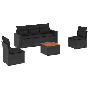 Maison exclusive - salon de jardin 6 pcs avec coussins noir résine tressée