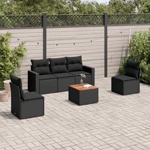 Maison exclusive - salon de jardin 6 pcs avec coussins noir résine tressée