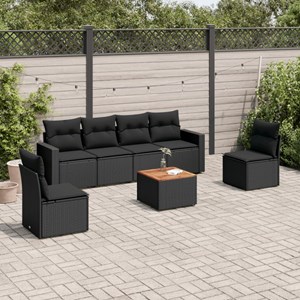 Maison exclusive - salon de jardin 7 pcs avec coussins noir résine tressée