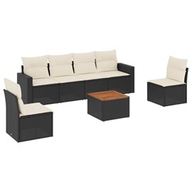 Maison exclusive - salon de jardin 7 pcs avec coussins noir résine tressée