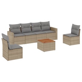 Maison exclusive - salon de jardin avec coussins 7 pcs beige résine tressée