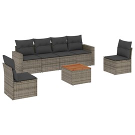 Maison exclusive - salon de jardin avec coussins 7 pcs gris résine tressée