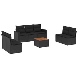 Maison exclusive - salon de jardin 8 pcs avec coussins noir résine tressée