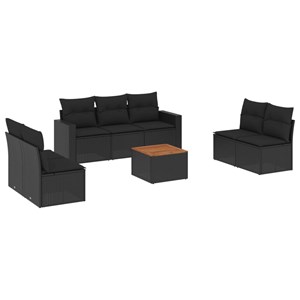 Maison exclusive - salon de jardin 8 pcs avec coussins noir résine tressée