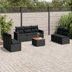 Maison exclusive - salon de jardin 8 pcs avec coussins noir résine tressée