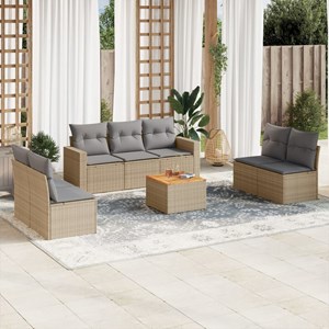 Maison exclusive - salon de jardin avec coussins 8 pcs beige résine tressée