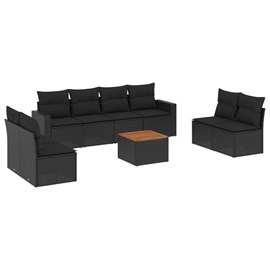 Maison exclusive - salon de jardin 9 pcs avec coussins noir résine tressée