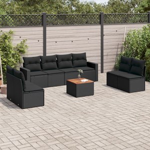 Maison exclusive - salon de jardin 9 pcs avec coussins noir résine tressée