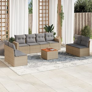 Maison exclusive - salon de jardin avec coussins 9 pcs beige résine tressée