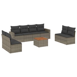 Maison exclusive - salon de jardin 9 pcs avec coussins gris résine tressée