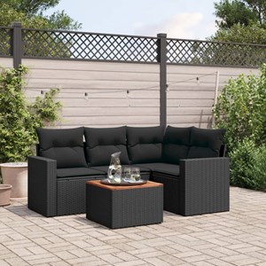 Maison exclusive - salon de jardin 5 pcs avec coussins noir résine tressée
