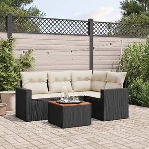 Maison exclusive - salon de jardin 5 pcs avec coussins noir résine tressée