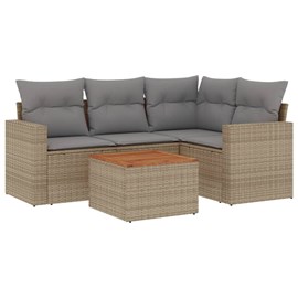 Maison exclusive - salon de jardin avec coussins 5 pcs beige résine tressée