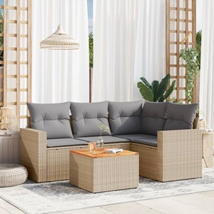 Maison exclusive - salon de jardin avec coussins 5 pcs beige résine tressée
