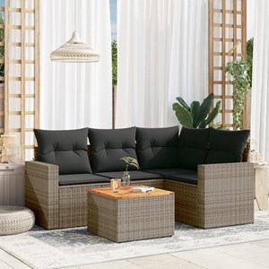 Maison exclusive - salon de jardin 5 pcs avec coussins gris résine tressée
