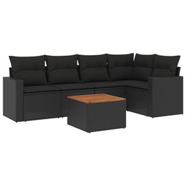 Maison exclusive - salon de jardin 6 pcs avec coussins noir résine tressée