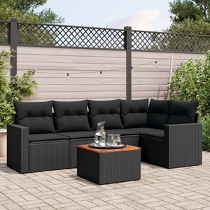 Maison exclusive - salon de jardin 6 pcs avec coussins noir résine tressée