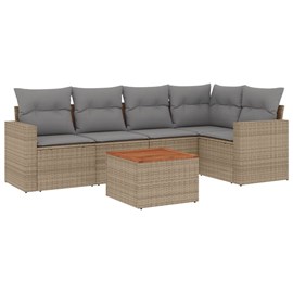Maison exclusive - salon de jardin avec coussins 6 pcs beige résine tressée