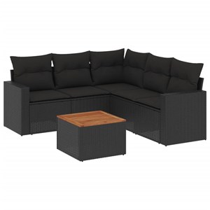 Maison exclusive - salon de jardin 6 pcs avec coussins noir résine tressée