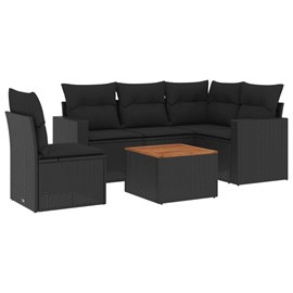 Maison exclusive - salon de jardin 6 pcs avec coussins noir résine tressée