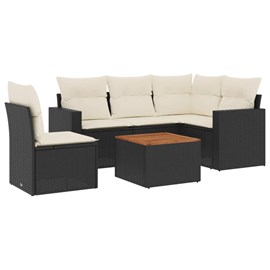 Maison exclusive - salon de jardin 6 pcs avec coussins noir résine tressée
