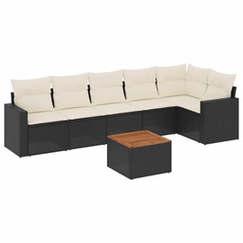 Maison exclusive - salon de jardin 7 pcs avec coussins noir résine tressée