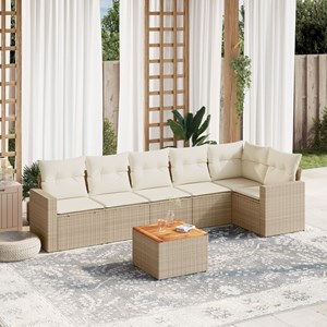 Maison exclusive - salon de jardin avec coussins 7 pcs beige résine tressée
