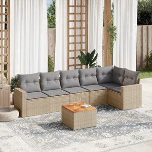 Maison exclusive - salon de jardin avec coussins 7 pcs beige résine tressée
